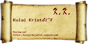 Kulai Kristóf névjegykártya